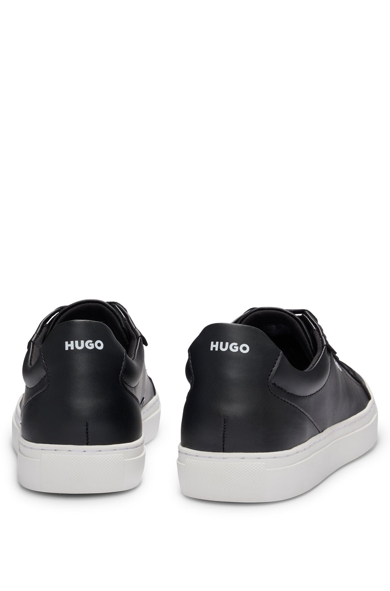 Hugo Faux-leather trainers with contrast logos sneakers herr – bild 3