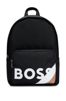 BOSS Zip up backpack with logo and signature stripe