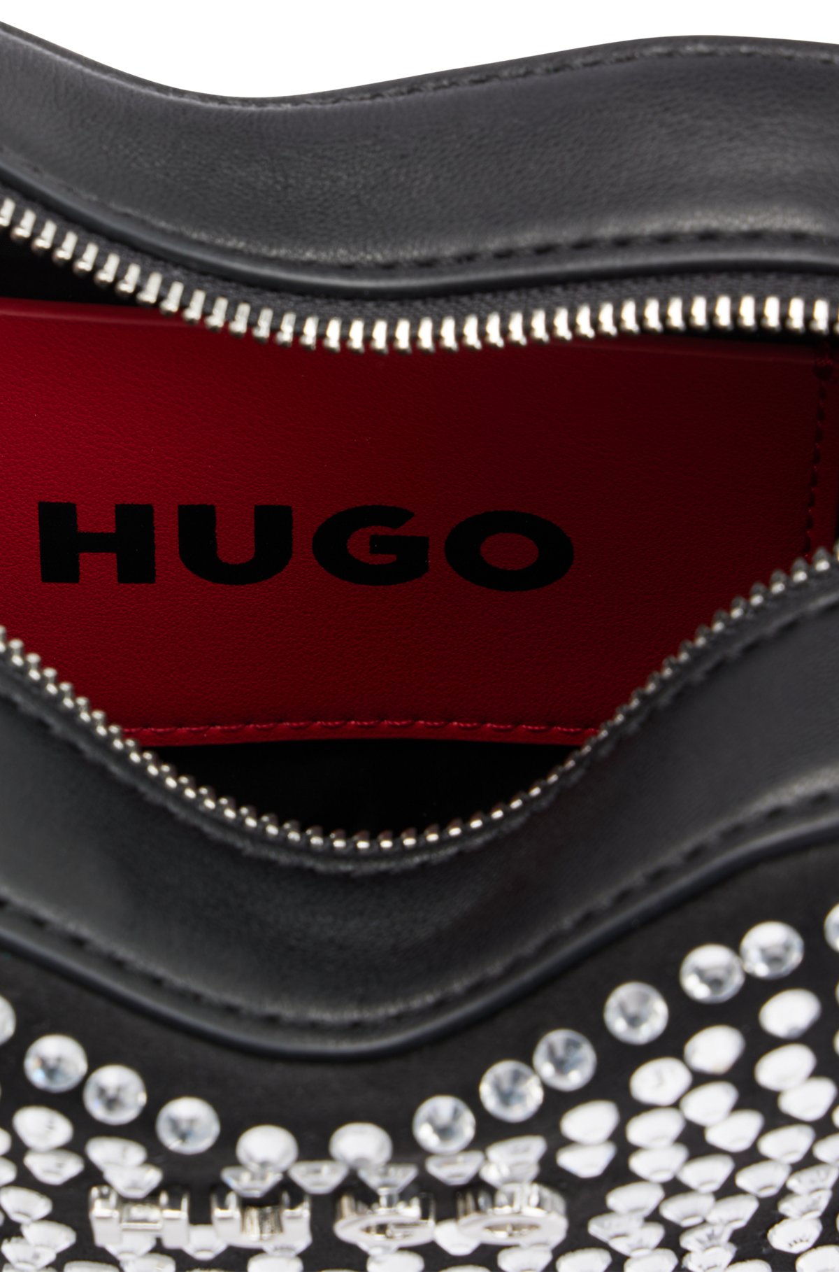 HUGO - Kristallbesetzte Umhängetasche mit Logo-Schriftzug