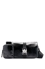 Stacked-logo crossbody bag with removable mini pouch, Black