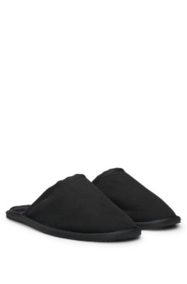 BOSS Faux suede slippers with rubber sole