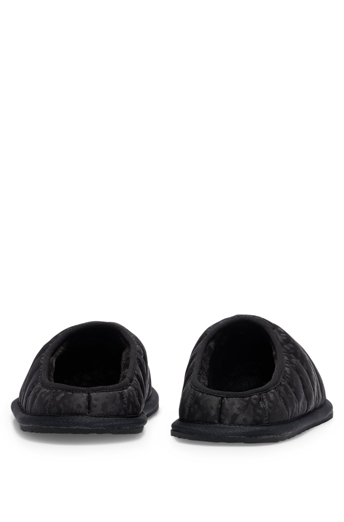 Monogram-jacquard slippers with rubber sole, Black