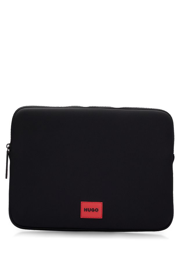 Neoprene tablet case with red logo label, Black