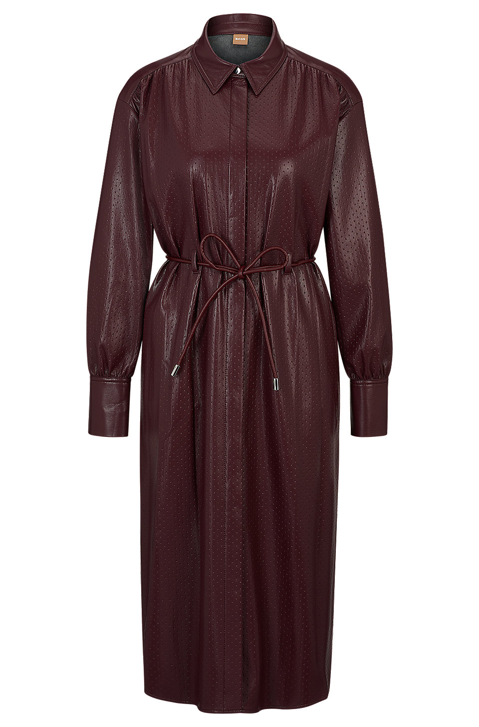 BOSS - Relaxed-fit shirt dress in embossed fabric