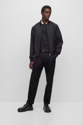 BOSS - Mercerised-cotton polo shirt with signature-stripe collar