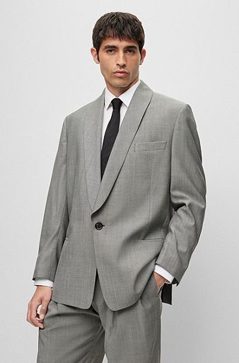 Relaxed-fit jacket in mohair-look virgin wool, Grey
