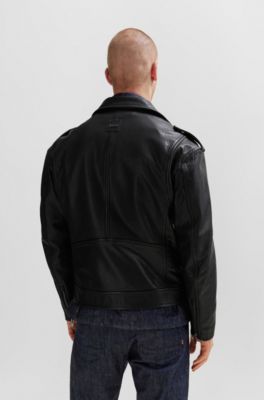 BOSS Regularfit jacket in buffalo leather with branded snaps