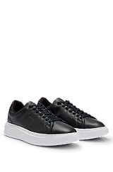 Logo-embossed cupsole trainers with glossy backtab, Black