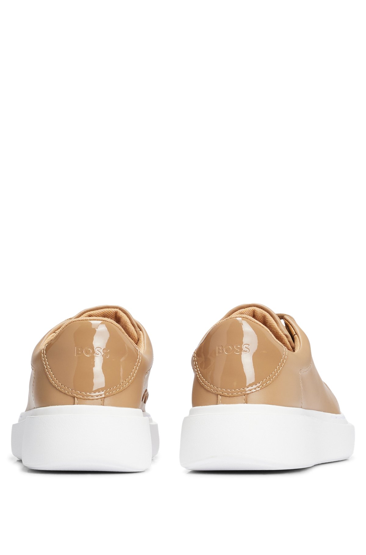 Logo-embossed cupsole trainers with glossy backtab, Beige