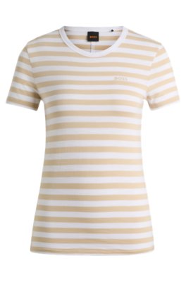 T-shirt en coton flammé à rayures horizontales