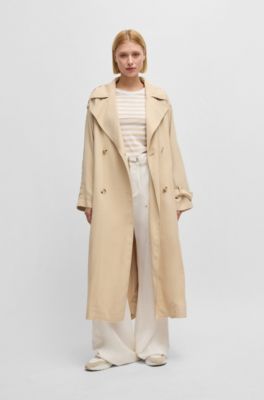 Slub-cotton T-shirt with horizontal stripe, White / Beige