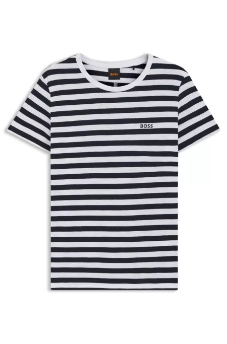Slub-cotton T-shirt with horizontal stripe