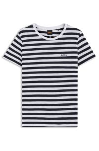 Slub-cotton T-shirt with horizontal stripe, Blue stripes