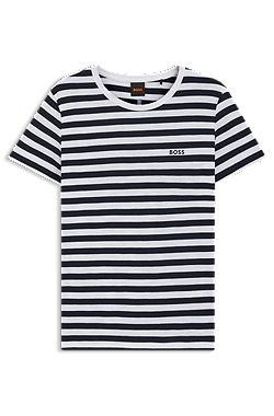 Slub-cotton T-shirt with horizontal stripe