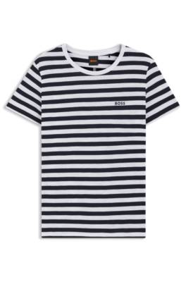 Slub-cotton T-shirt with horizontal stripe 1