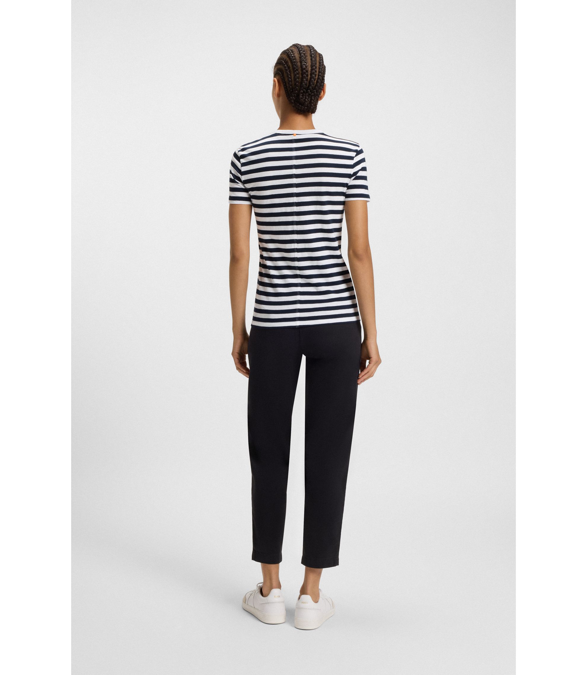 BOSS - コットンスラブ Tシャツ ボーダーストライプ - 青の