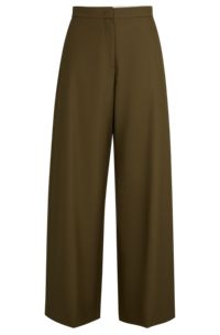 BOSS x Alica Schmidt-bukser med oversize fit i responsible uld, Mørkegrøn