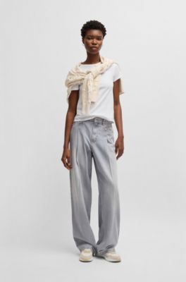 Regular-fit T-shirt in slub cotton, White