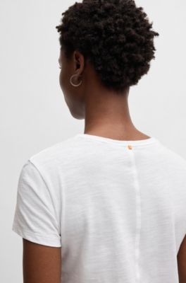 Regular-fit T-shirt in slub cotton, White