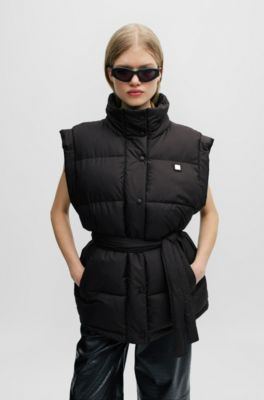 HUGO - Water-repellent regular-fit padded gilet with belt