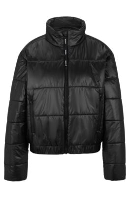 HUGO Waterafstotende relaxedfit jas met rood logolabel