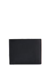 Logo-embossed leather wallet with six card slots, Black
