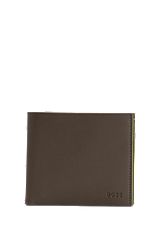 Logo-embossed leather wallet with coin pocket, Dark Green