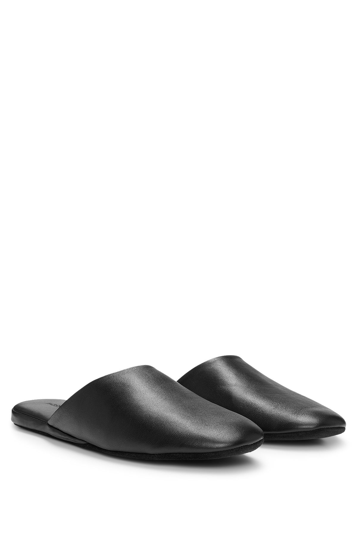 Travel slippers in soft leather, Black