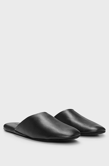 Travel slippers in soft leather, Black