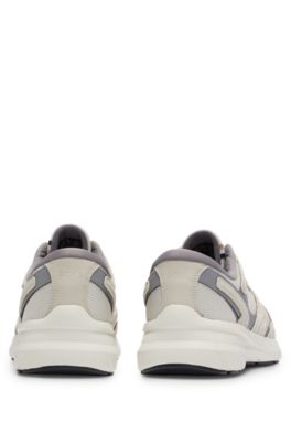 BOSS - Mixed-material trainers with suede and mesh