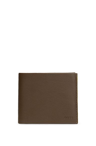 Logo-embossed leather wallet with eight card slots, Dark Green
