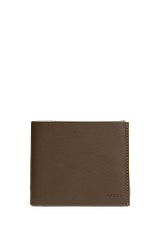 Logo-embossed leather wallet with eight card slots, Dark Green