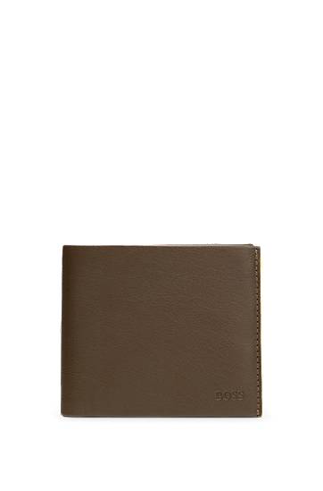 Logo-embossed leather wallet with eight card slots, Hugo boss