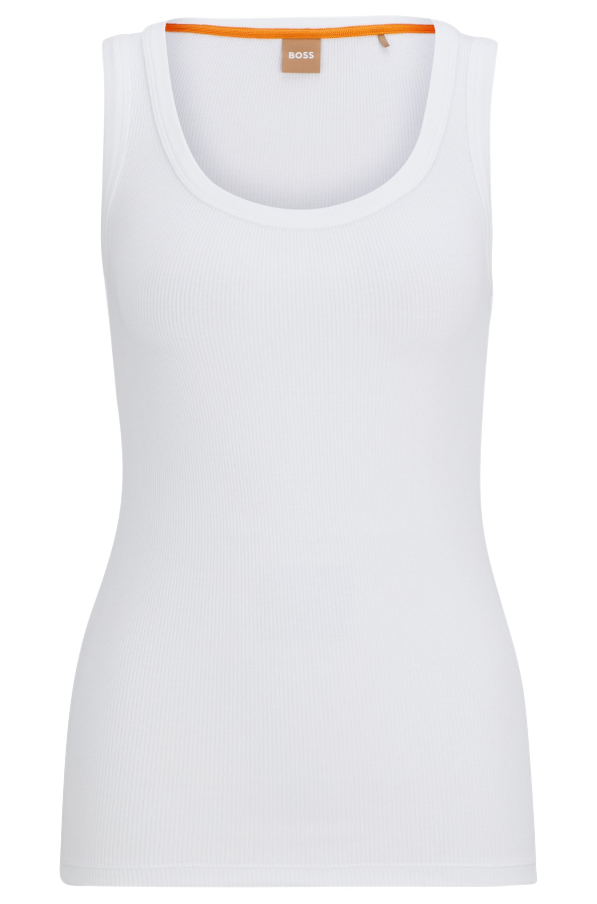 Stretch-cotton slim-fit vest with ribbed structure, White