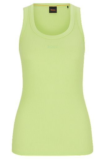 Stretch-cotton slim-fit vest with ribbed structure, Light Green