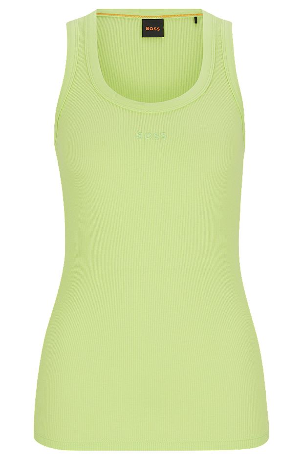 Stretch-cotton slim-fit vest with ribbed structure, Light Green