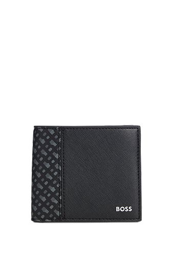 Structured wallet with monogram detailing, Black