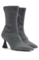 Zipped ankle boots in sparkly fabric with feature heel, Black