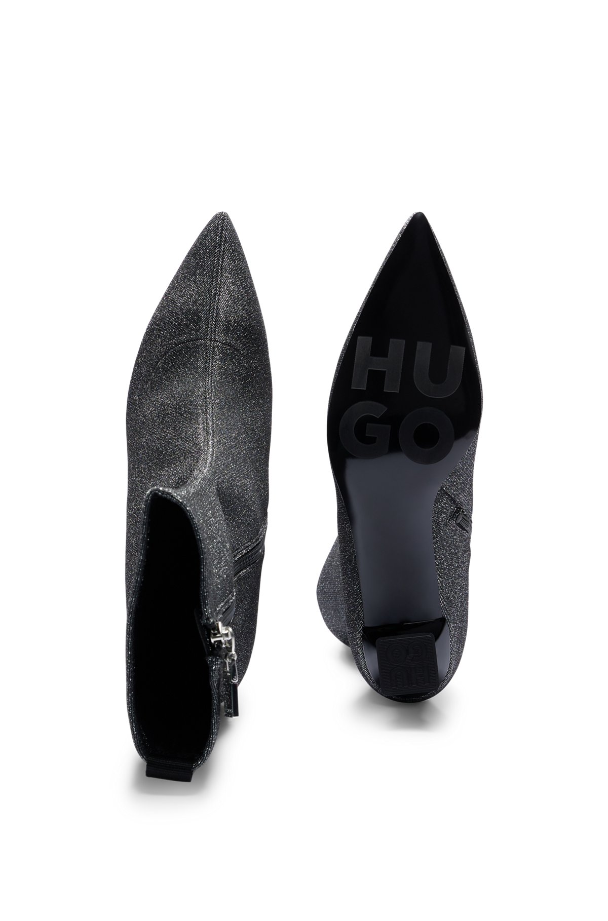 HUGO - Zipped ankle boots in sparkly fabric with feature heel