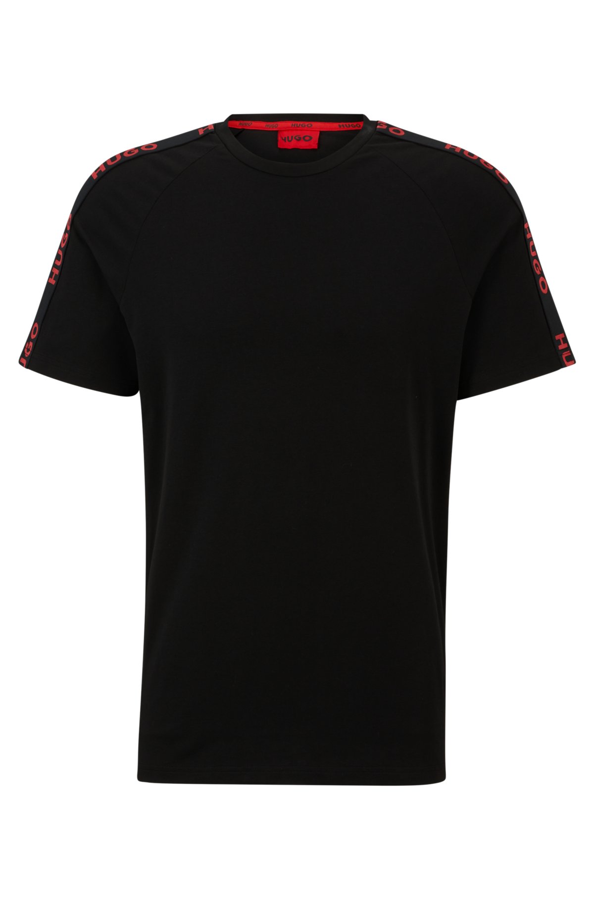 HUGO - Cropped T-shirt in stretch fabric with logo waistband