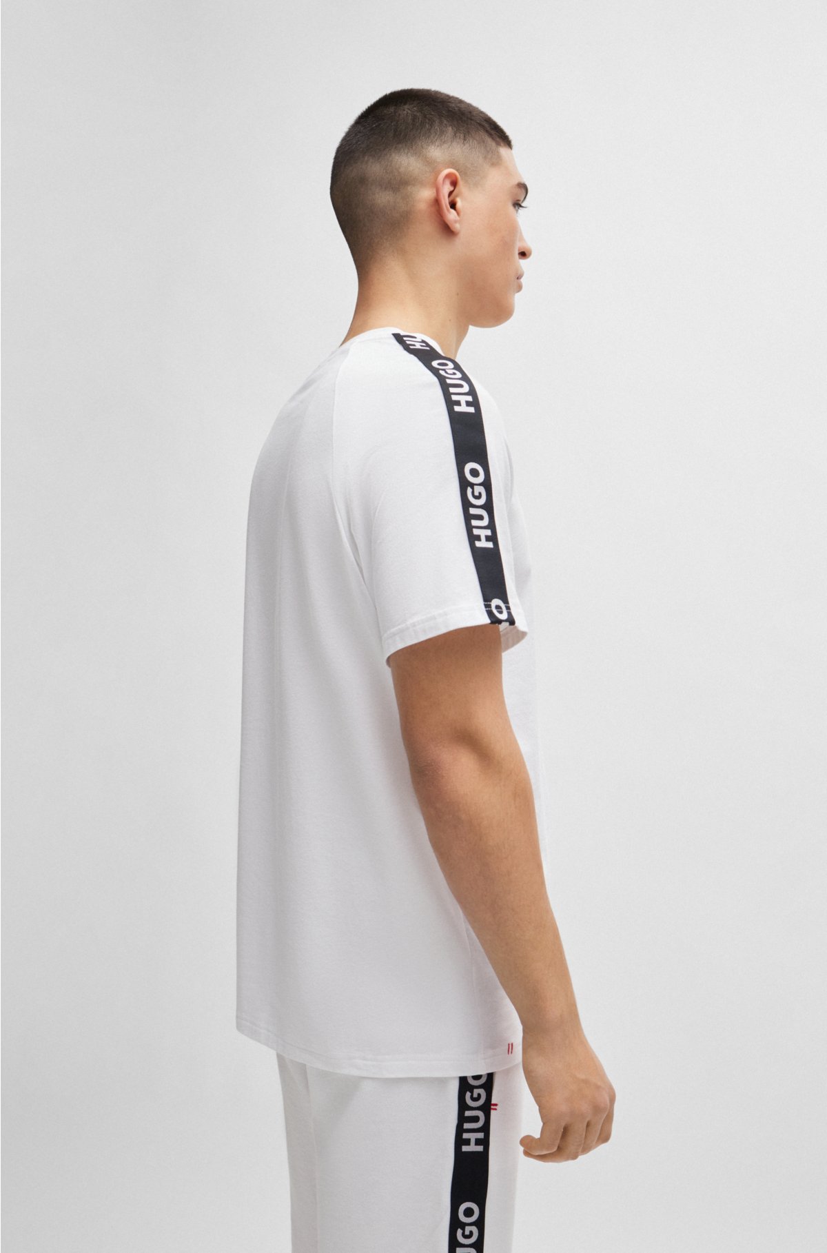 Relaxed-fit T-shirt in stretch cotton with logo tape, White