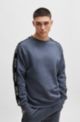 Cotton-terry sweatshirt with logo tape and ribbed cuffs, Blue