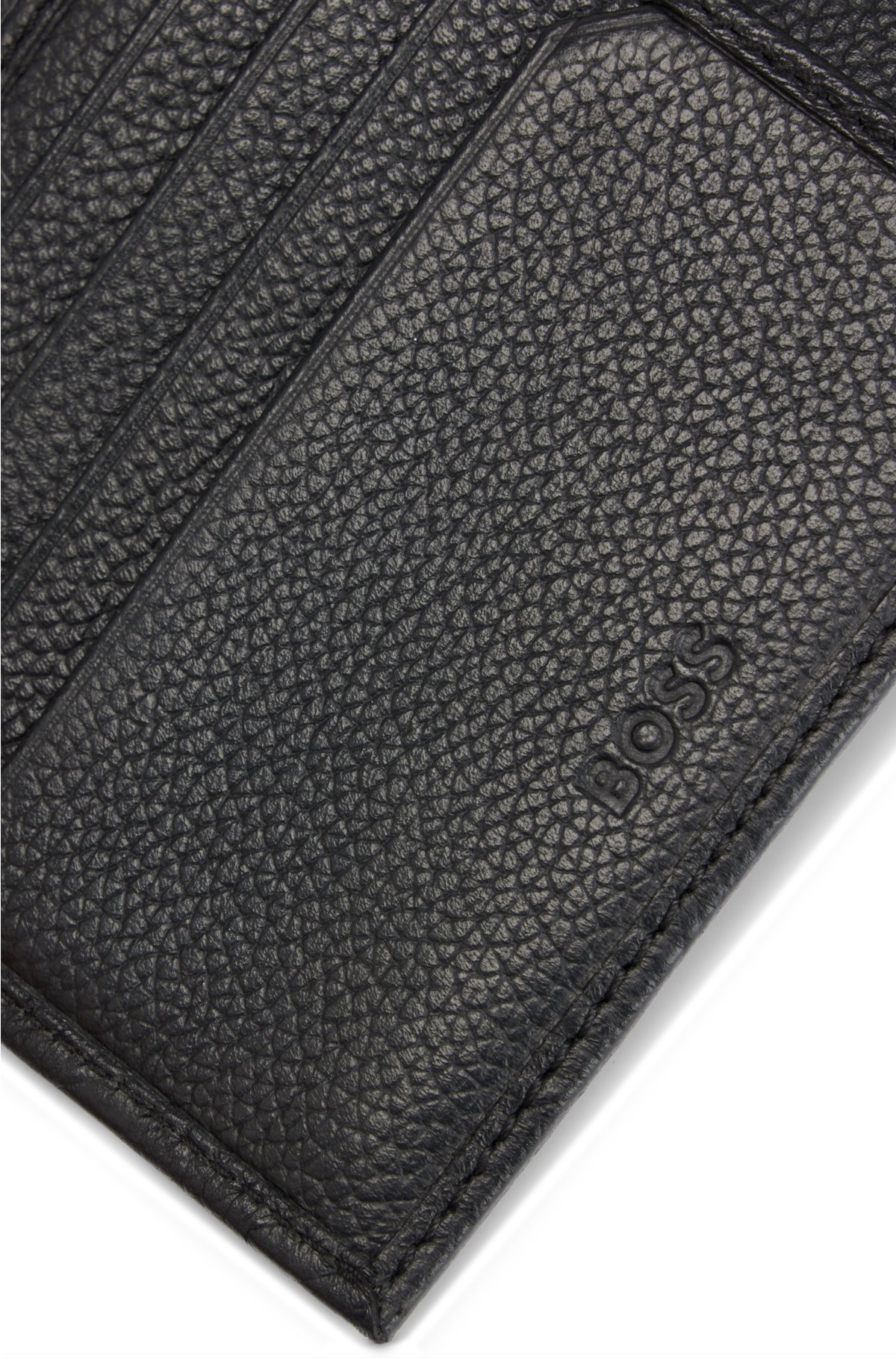 BOSS - Grained-leather card holder with embossed monograms