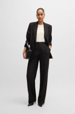 High-heeled pumps in leather with pointed toe, Black