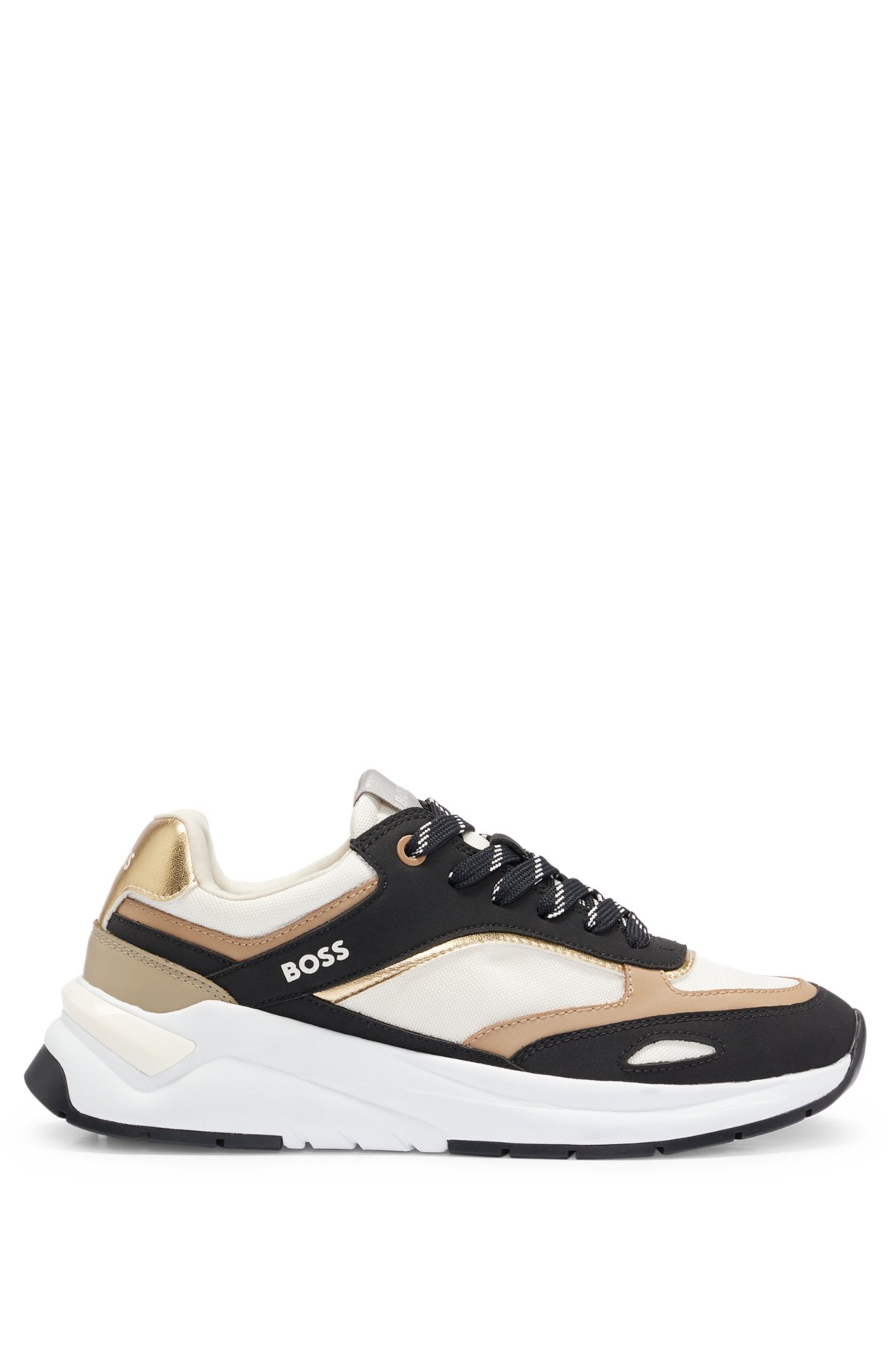 BOSS - Mixed-material trainers with metallic details