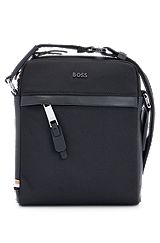Zipped reporter bag with logo lettering, Black