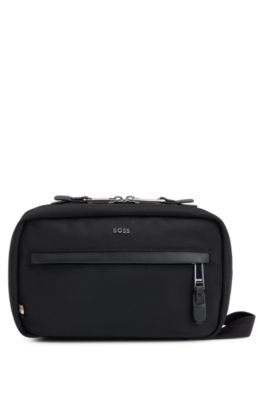 BOSS Logo lettering washbag with two way zip