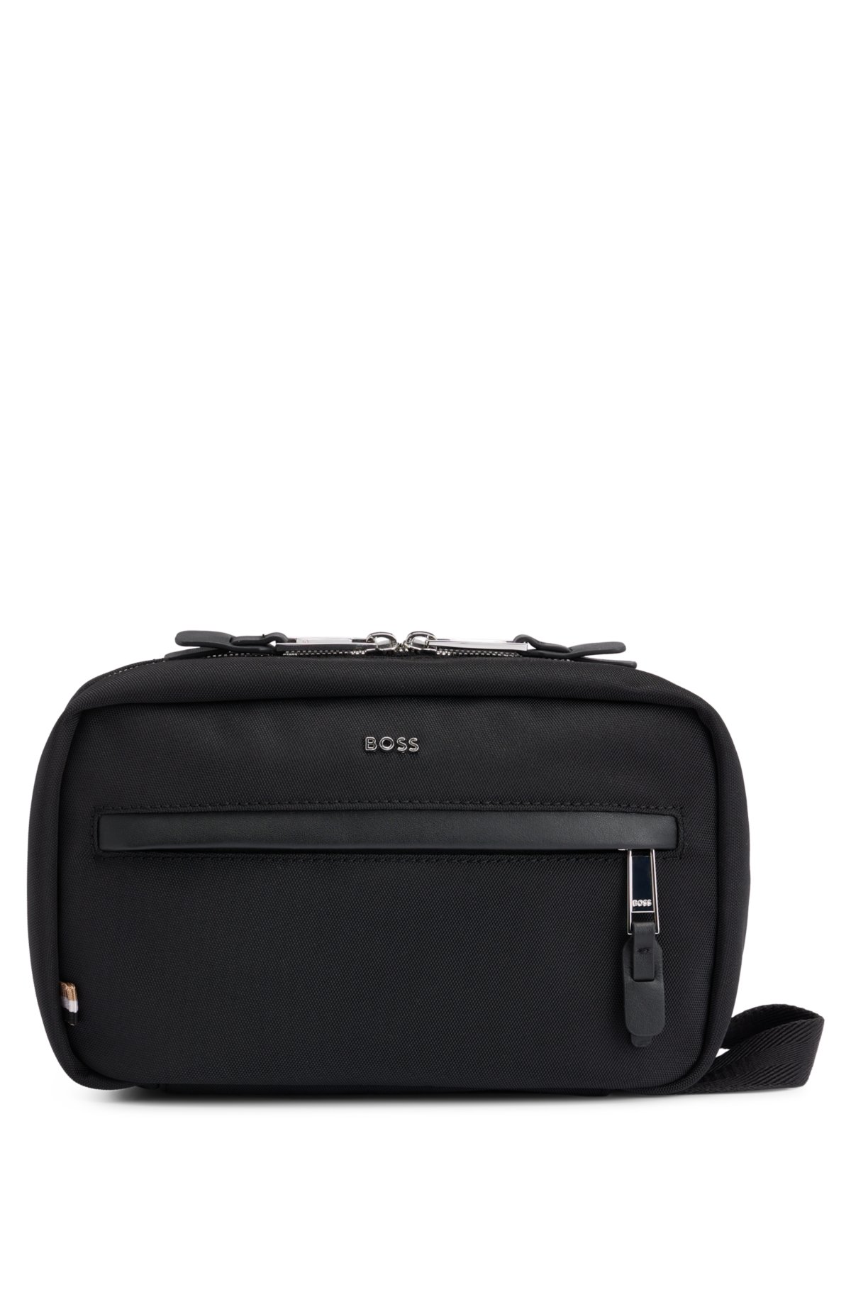 BOSS - Logo-lettering washbag with two-way zip