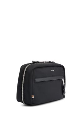 BOSS - Logo-lettering washbag with two-way zip