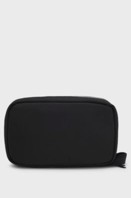 Ziparound washbag in structured nylon, Black